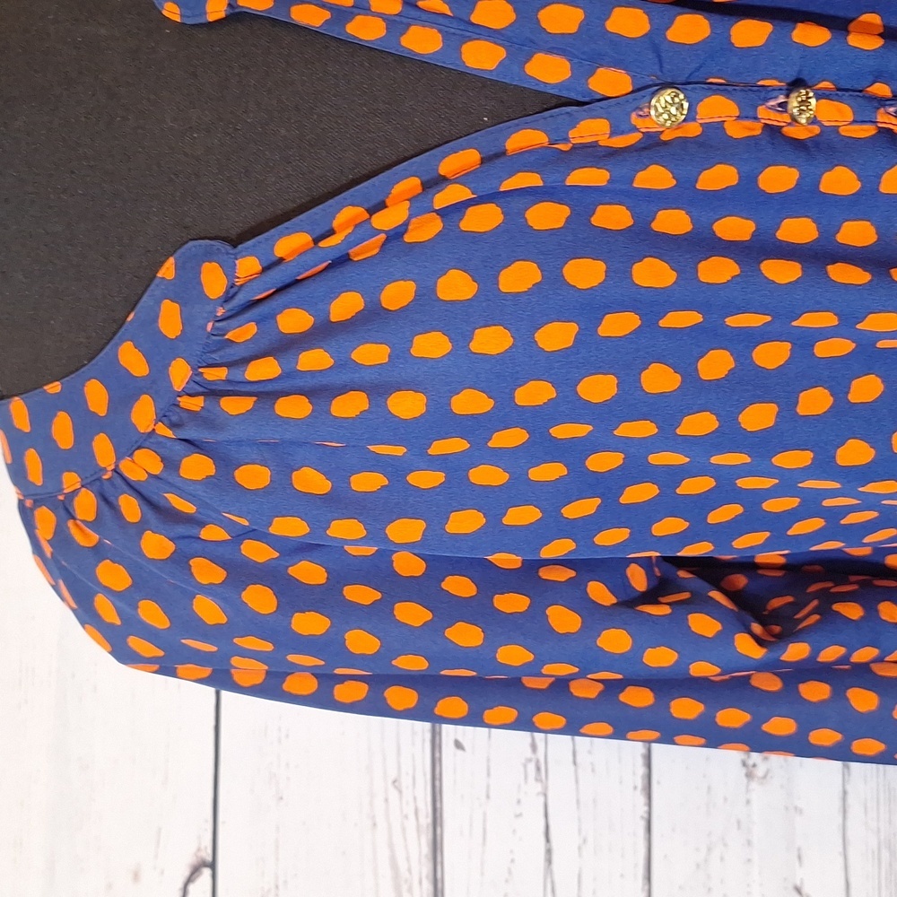 Blue and Orange Polka Dot Women's Top